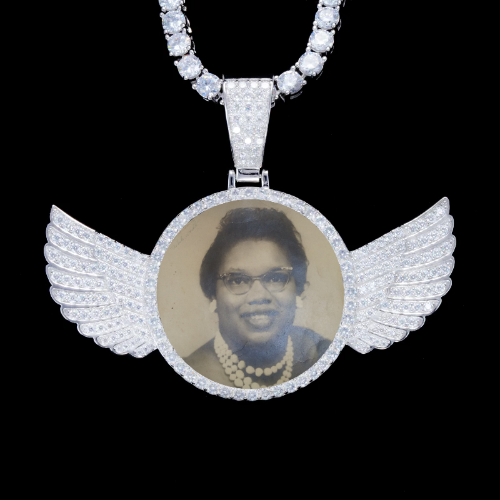 925S & VVS Moissanite 3D Wing Custom Picture Pendant