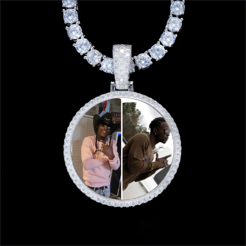 925S & VVS Moissanite 3D Circle Custom Picture Pendant