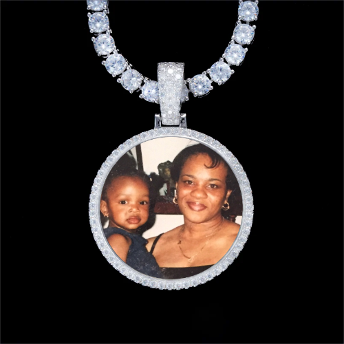 925S & VVS Moissanite 3D Circle Custom Picture Pendant