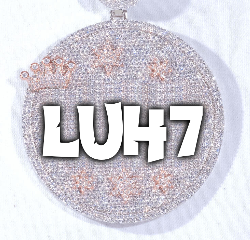 CUSTOM LETTER NECKLACE 3D BIG CROWN DISC