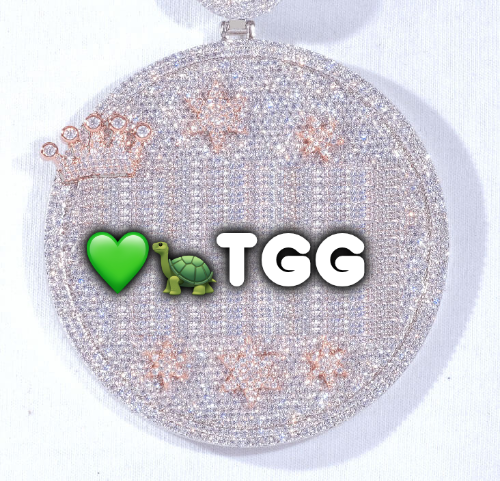 CUSTOM LETTER NECKLACE 3D BIG CROWN DISC