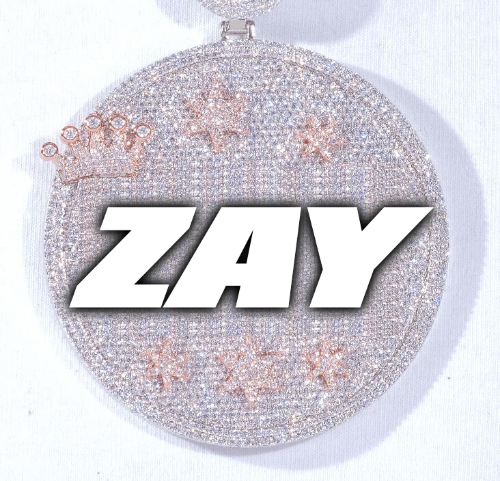 CUSTOM LETTER NECKLACE 3D BIG CROWN DISC