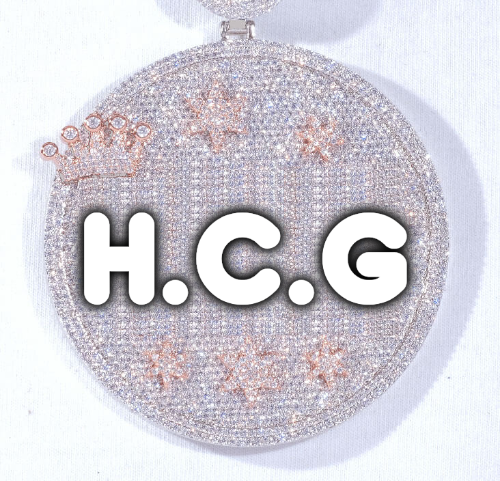 CUSTOM LETTER NECKLACE 3D BIG CROWN DISC