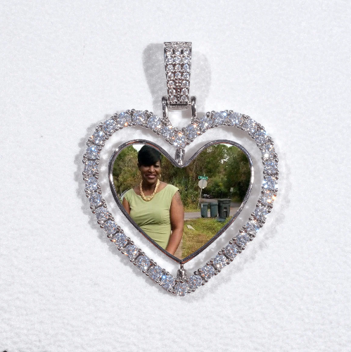 3D Spinning 2-Faced Heart Custom Picture Pendant
