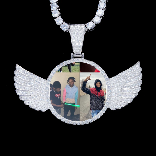 925S & VVS Moissanite 3D Wing Custom Picture Pendant