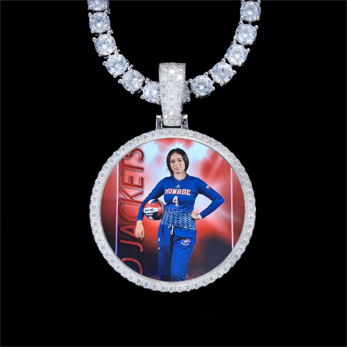 925S & VVS Moissanite 3D Circle Custom Picture Pendant