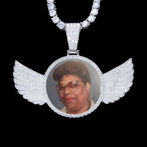 925S & VVS Moissanite 3D Wing Custom Picture Pendant