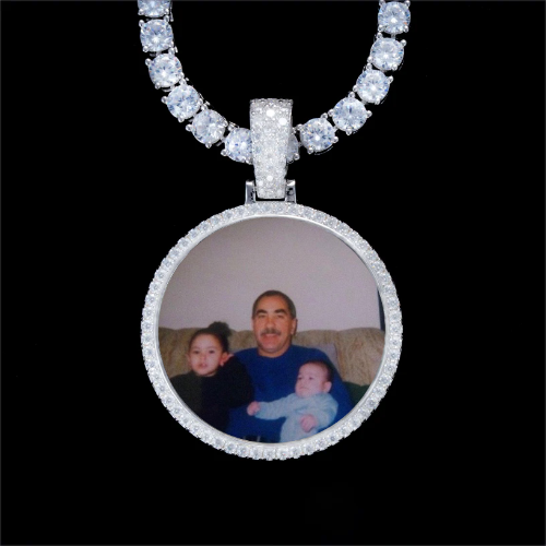925S & VVS Moissanite 3D Circle Custom Picture Pendant
