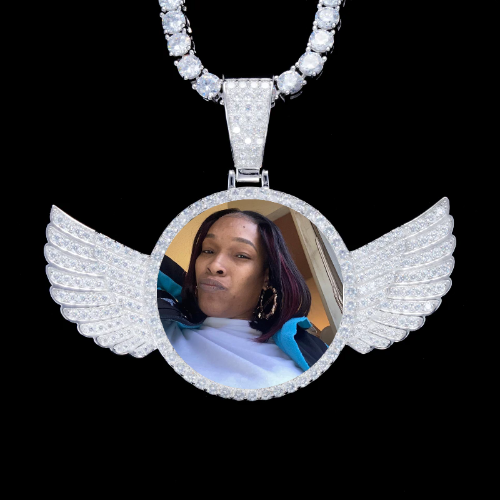 925S & VVS Moissanite 3D Wing Custom Picture Pendant