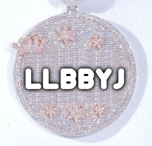CUSTOM LETTER NECKLACE 3D BIG CROWN DISC