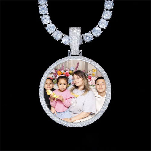 925S & VVS Moissanite 3D Circle Custom Picture Pendant
