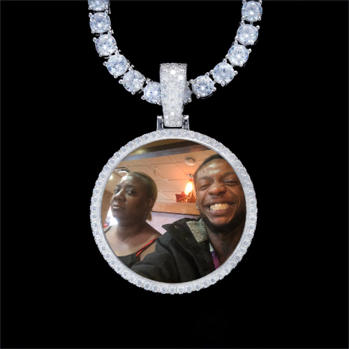 925S & VVS Moissanite 3D Circle Custom Picture Pendant
