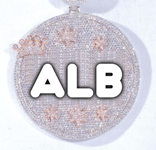 CUSTOM LETTER NECKLACE 3D BIG CROWN DISC