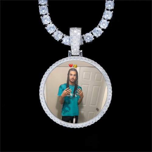 925S & VVS Moissanite 3D Circle Custom Picture Pendant