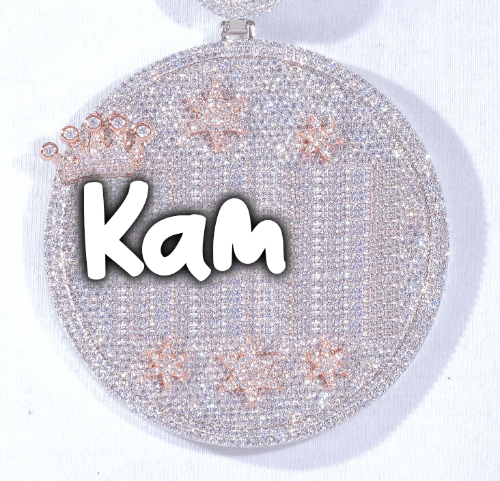 CUSTOM LETTER NECKLACE 3D BIG CROWN DISC