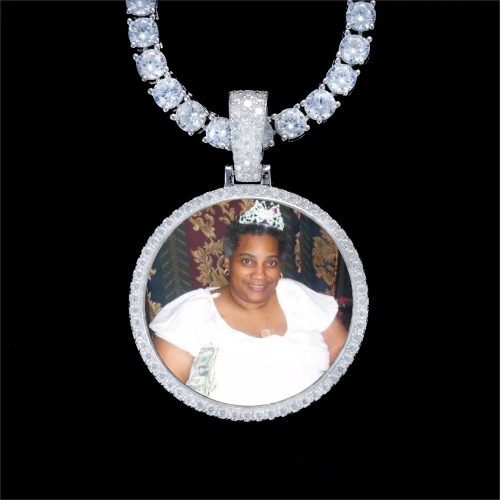 925S & VVS Moissanite 3D Circle Custom Picture Pendant