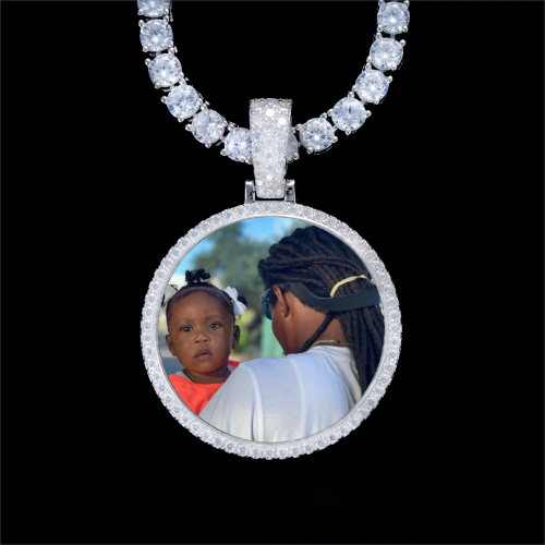 925S & VVS Moissanite 3D Circle Custom Picture Pendant