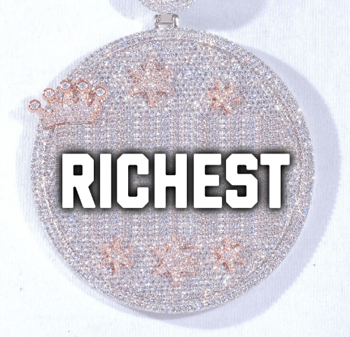 CUSTOM LETTER NECKLACE 3D BIG CROWN DISC