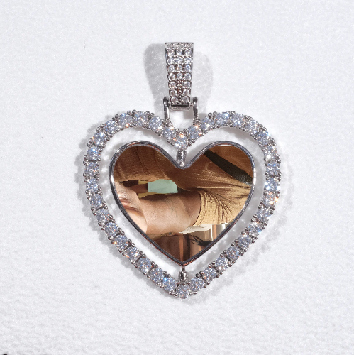 3D Spinning 2-Faced Heart Custom Picture Pendant