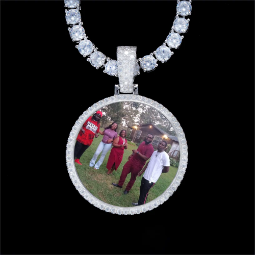925S & VVS Moissanite 3D Circle Custom Picture Pendant
