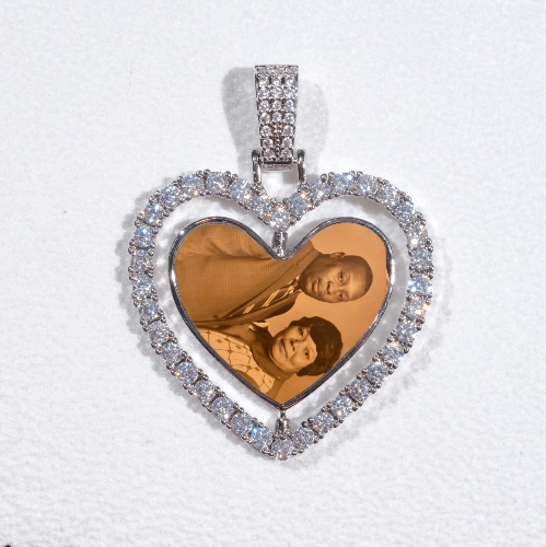 3D Spinning 2-Faced Heart Custom Picture Pendant