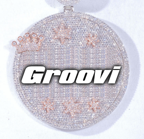 CUSTOM LETTER NECKLACE 3D BIG CROWN DISC