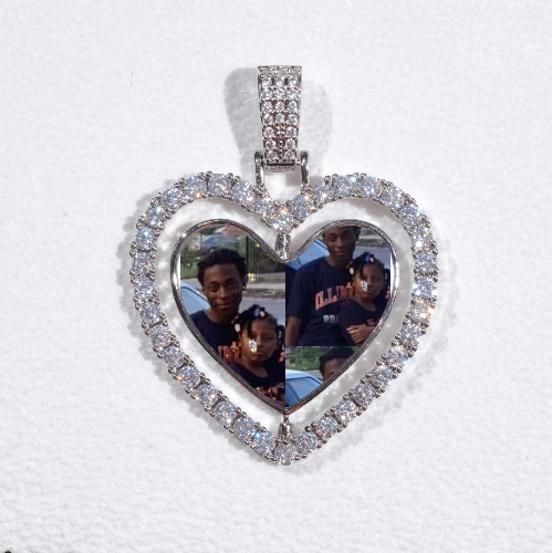 3D Spinning 2-Faced Heart Custom Picture Pendant