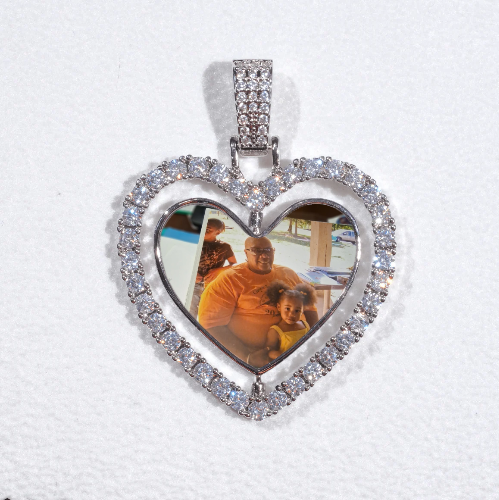 3D Spinning 2-Faced Heart Custom Picture Pendant
