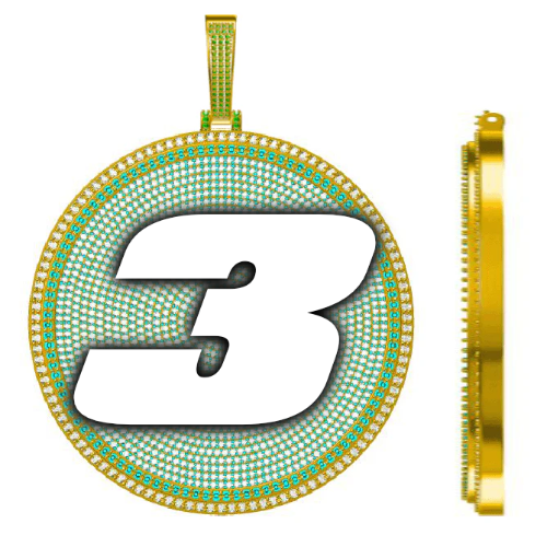 CUSTOM LETTER NECKLACE 3D BIG DISC