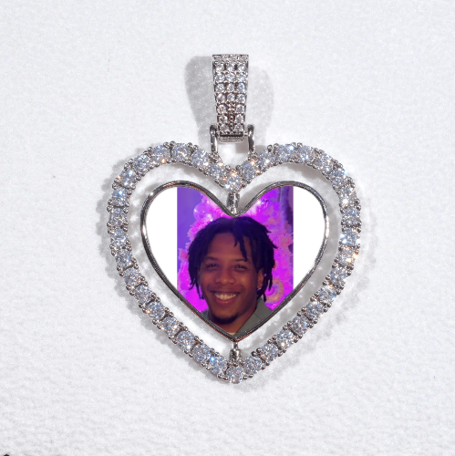 3D Spinning 2-Faced Heart Custom Picture Pendant