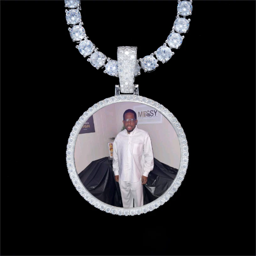 925S & VVS Moissanite 3D Circle Custom Picture Pendant
