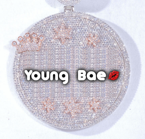 CUSTOM LETTER NECKLACE 3D BIG CROWN DISC