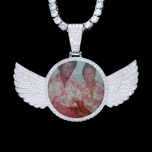 925S & VVS Moissanite 3D Wing Custom Picture Pendant