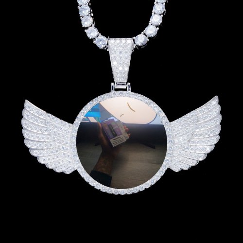 925S & VVS Moissanite 3D Wing Custom Picture Pendant