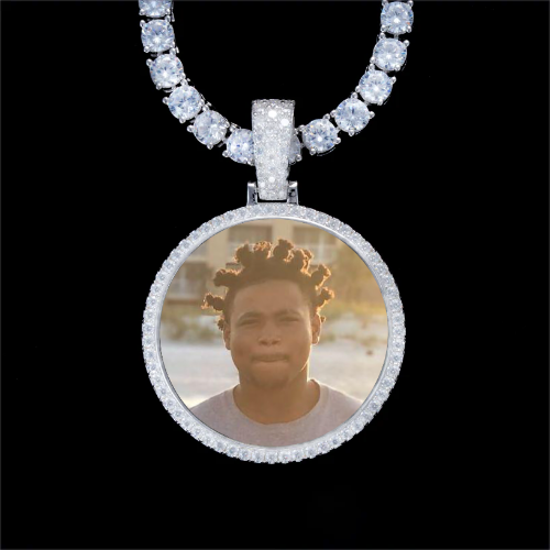 925S & VVS Moissanite 3D Circle Custom Picture Pendant