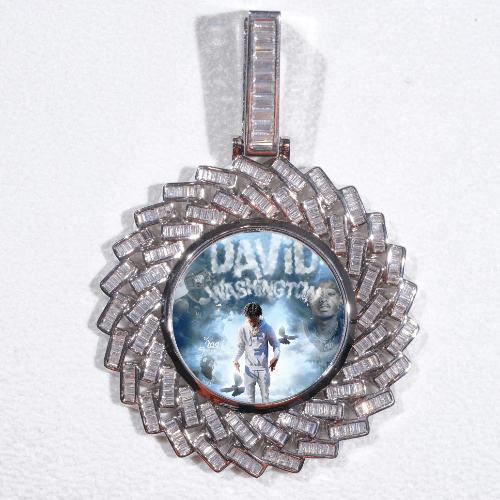 Large 3D Baguette Custom Picture Pendant