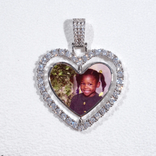3D Spinning 2-Faced Heart Custom Picture Pendant