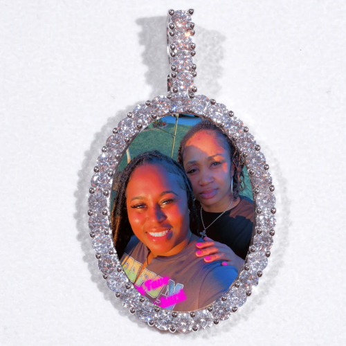 Large 3D Oval Custom Picture Pendant