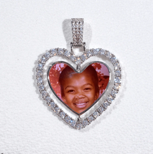 3D Spinning 2-Faced Heart Custom Picture Pendant
