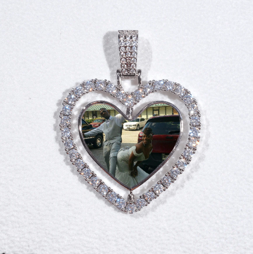 3D Spinning 2-Faced Heart Custom Picture Pendant