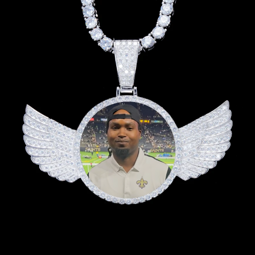925S & VVS Moissanite 3D Wing Custom Picture Pendant