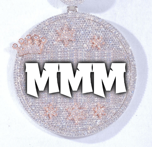 CUSTOM LETTER NECKLACE 3D BIG CROWN DISC
