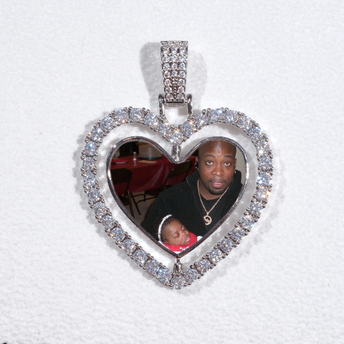 3D Spinning 2-Faced Heart Custom Picture Pendant