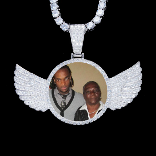 925S & VVS Moissanite 3D Wing Custom Picture Pendant