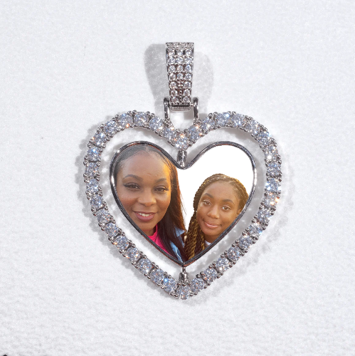 3D Spinning 2-Faced Heart Custom Picture Pendant