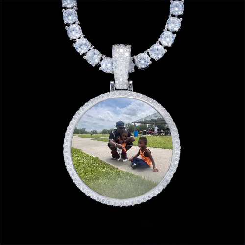 925S & VVS Moissanite 3D Circle Custom Picture Pendant