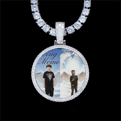 925S & VVS Moissanite 3D Circle Custom Picture Pendant