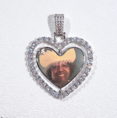 3D Spinning 2-Faced Heart Custom Picture Pendant
