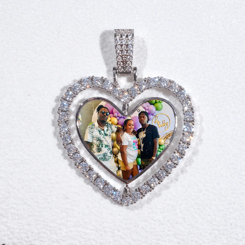 3D Spinning 2-Faced Heart Custom Picture Pendant