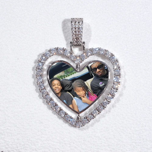 3D Spinning 2-Faced Heart Custom Picture Pendant